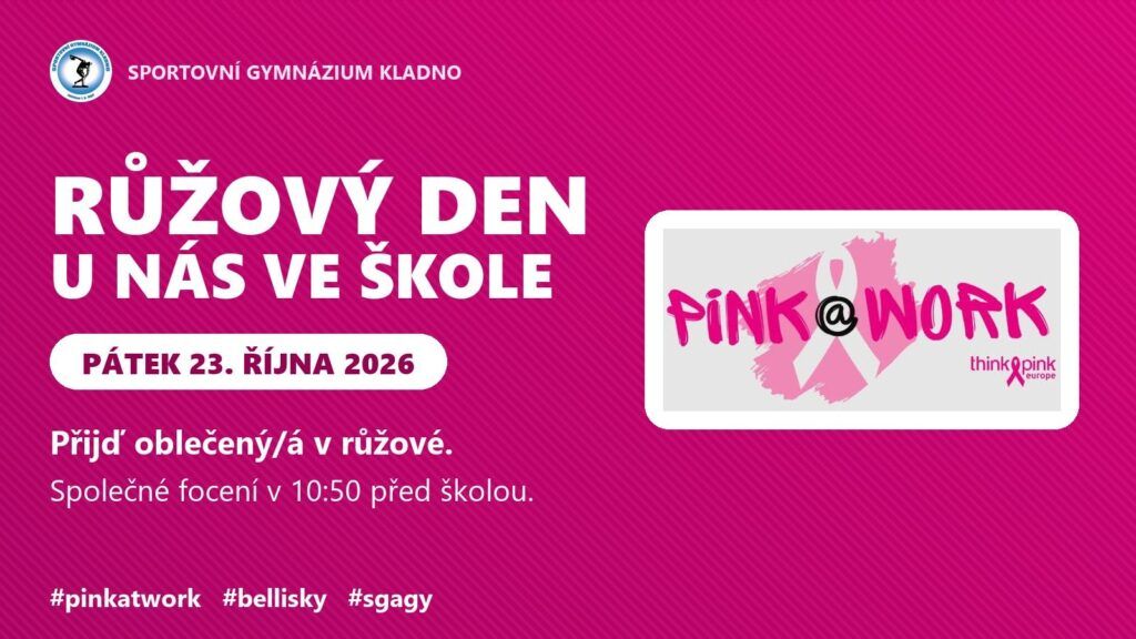Růžový den u nás ve škole, pátek 23. října 2026, Pink@Work