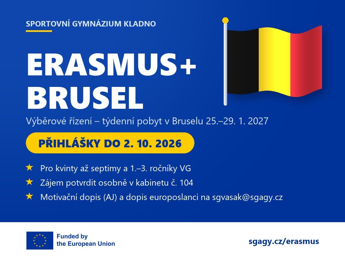 Výběrové řízení Erasmus+ do Belgie – týdenní pobyt v Bruselu